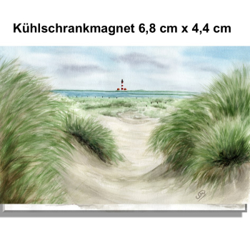 Fridge magnet Watercolor Maritime Art Print North Sea St. Peter Ording SPO Westerhever Lighthouse Ocean Beach