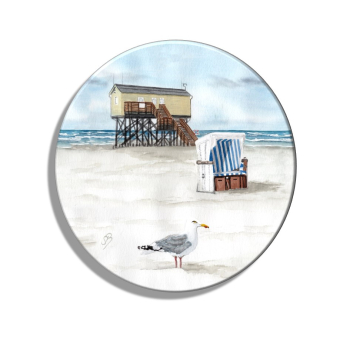 Fridge magnet with bottle opener  Watercolor Maritime Art Print North Sea Amrum Island LighthouseFridge magnet with bottle opener Watercolor Maritime Art Print North Sea St. Peter Ording SPO Westerhever Pile Construction Ocean Beach