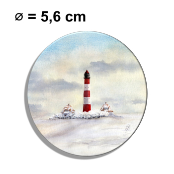 Kühlschrankmagnet m. Flaschenöffner  Aquarell Maritim Kunst Druck Kunstdruck Nordsee St. Peter Ording SPO Westerhever Leuchtturm Meer Strand