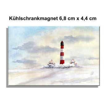 Kühlschrankmagnet   Aquarell Maritim Kunst Druck Kunstdruck Nordsee St. Peter Ording SPO Westerhever Leuchtturm Meer Strand