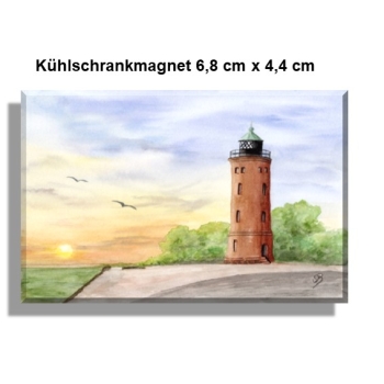 Kühlschrankmagnet   Aquarell Maritim Kunst Druck Kunstdruck Nordsee St. Peter Ording SPO Westerhever Leuchtturm Meer Strand