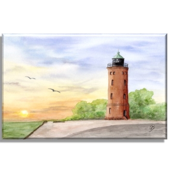 Leinwand 30 x 20 cm Keilrahmen Canvas-Leinen  Aquarell Maritim Kunst Druck Kunstdruck Nordsee St. Peter Ording SPO Westerhever Leuchtturm Meer Strand