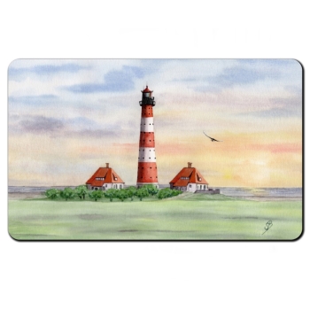 Breakfast Board Watercolr Maritime Art Print North Sea St. Peter Ording SPO Westerhever  Lighthouse Ocean Beach