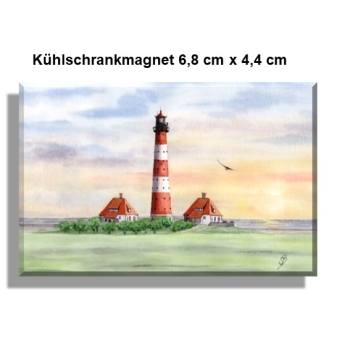 Fridge magnet Watercolor Maritime Art Print North Sea St. Peter Ording SPO Westerhever Lighthouse Ocean Beach
