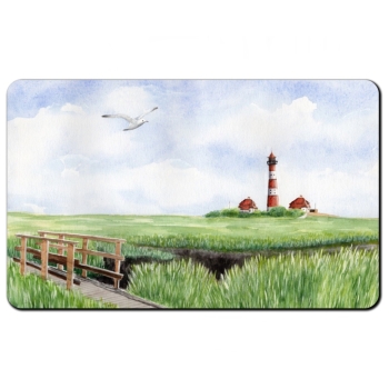 Breakfast Board Watercolr Maritime Art Print North Sea St. Peter Ording SPO Westerhever  Lighthouse Ocean Beach