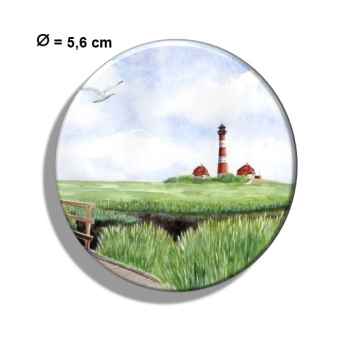 Fridge magnet with bottle opener Watercolor Maritime Art Print North Sea St. Peter Ording SPO Westerhever Lighthouse Ocean Beach
