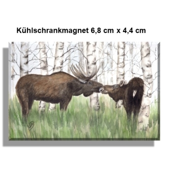 Kühlschrankmagnet  Aquarell Kunst Druck Kunstdruck Schweden Sweden Sverige Elch