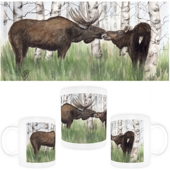 Tasse Becher Kaffeebecher Aquarell Kunst Druck Kunstdruck Schweden Sweden Sverige Elch