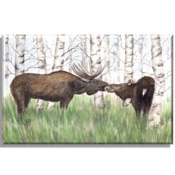 Leinwand 30 x 20 cm Keilrahmen Canvas-Leinen Aquarell Kunst Druck Kunstdruck Schweden Sweden Sverige Elch