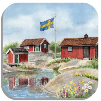 Coasters glass coasters 9,5 x  9,5 cm  watercolor art print Norway Norge Icefjord Fjord Glacier House by the lakeCoasters glass coasters 9,5 x  9,5 cm watercolor art print Sweden Sverige house in the archipelago by the lake island