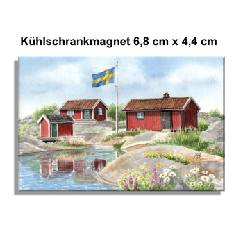 Fridge magnet  watercolor art print Norway Norge Icefjord Fjord Glacier House by the lakeFridge magnet watercolor art print Sweden Sverige house in the archipelago by the lake island