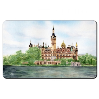 Frühstücksbrettchen Brettchen Aquarell Maritim Kunst Druck Kunstdruck Ostsee Schweriner Schloss  - Schlossgarten Ansicht - SCH2