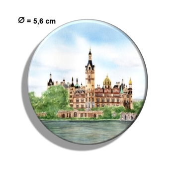Kühlschrankmagnet m. Flaschenöffner Aquarell Maritim Kunst Druck Kunstdruck Ostsee Schweriner Schloss  - Schlossgarten Ansicht - SCH2