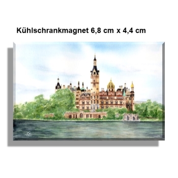 Kühlschrankmagnet  Aquarell Maritim Kunst Druck Kunstdruck Ostsee Schweriner Schloss  - Schlossgarten Ansicht - SCH2