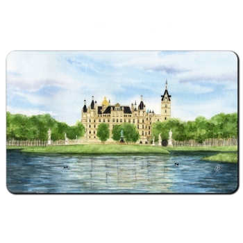 Frühstücksbrettchen Brettchen Aquarell Maritim Kunst Druck Kunstdruck Ostsee Schweriner Schloss  - Schlossgarten Ansicht - SCH2