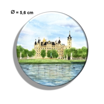 Kühlschrankmagnet m. Flaschenöffner Aquarell Maritim Kunst Druck Kunstdruck Ostsee Schweriner Schloss  - Schlossgarten Ansicht - SCH2