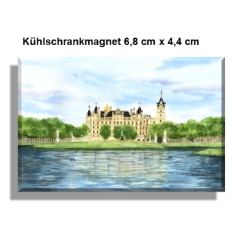 Kühlschrankmagnet  Aquarell Maritim Kunst Druck Kunstdruck Ostsee Schweriner Schloss  - Schlossgarten Ansicht - SCH2