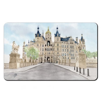 Frühstücksbrettchen Brettchen Aquarell Maritim Kunst Druck Kunstdruck Ostsee Schweriner Schloss  - Schlossgarten Ansicht - SCH2