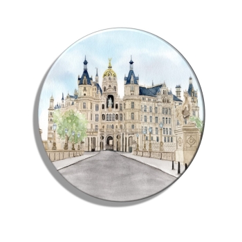Kühlschrankmagnet m. Flaschenöffner Aquarell Maritim Kunst Druck Kunstdruck Ostsee Schweriner Schloss  - Schlossgarten Ansicht - SCH2