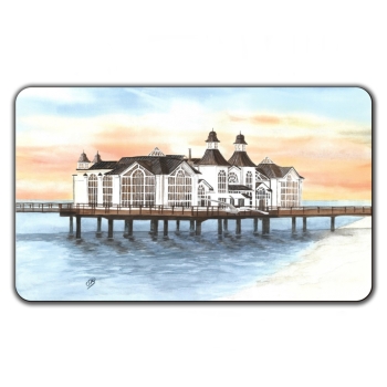 Frühstücksbrettchen Brettchen Aquarell Maritim Kunst Druck Kunstdruck Ostsee Rügen Seebrücke Sellin Brücke Steg