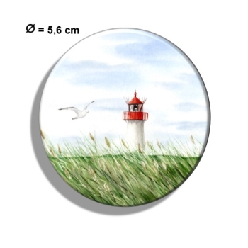 Kühlschrankmagnet m. Flaschenöffner  Aquarell Kunst Maritim Druck Kunstdruck Leuchtturm List Sylt Nordsee Meer Strand Dünen