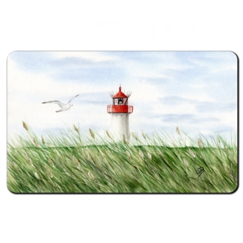 Frühstücksbrettchen Aquarell Kunst Maritim Druck Kunstdruck Leuchtturm List Sylt Nordsee Meer Strand Dünen