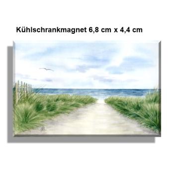 Kühlschrankmagnet  Aquarell Maritim Kunst Druck Kunstdruck Dänemark Nordsee Ostsee Dünen Meer Strand Sylt