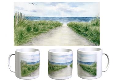 Cup Coffee Cup Mug Way to the Beach Sylt11 Northsea dunes beach denmark seagull