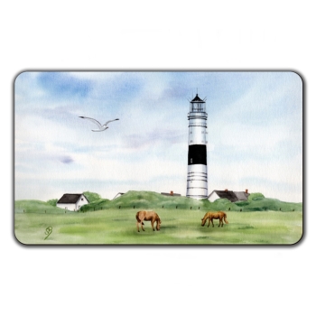 Frühstücksbrettchen Aquarell Kunst Maritim Druck Kunstdruck Leuchtturm Langer Christian Kampen  Sylt Nordsee Meer Strand Dünen