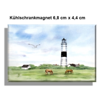 Kühlschrankmagnet  Aquarell Kunst Maritim Druck Kunstdruck Leuchtturm  Langer Christian Kampen Sylt Nordsee Meer Strand Dünen