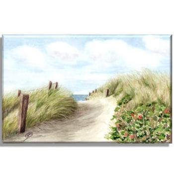 Leinwand 30 x 20 cm Keilrahmen Canvas-Leinen Strandweg  Aquarell Maritim Kunst Druck Kunstdruck Dänemark Nordsee Ostsee Dünen Meer Strand Sylt