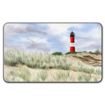 Frühstücksbrettchen Aquarell Kunst Maritim Druck Kunstdruck Leuchtturm Hörnum Sylt Nordsee Meer Strand Dünen
