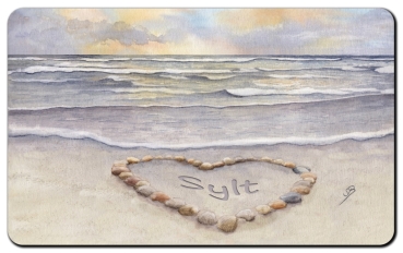 Breakfast board Sunset beach with shell heart - Sylt19 - lettering of your choice possible.