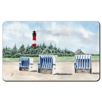 Frühstücksbrettchen Aquarell Kunst Maritim Druck Kunstdruck Leuchtturm Hörnum Sylt Nordsee Meer Strand Dünen