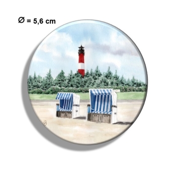 Kühlschrankmagnet m. Flaschenöffner  Aquarell Kunst Maritim Druck Kunstdruck Leuchtturm Hörnum  Sylt Nordsee Meer Strand Dünen