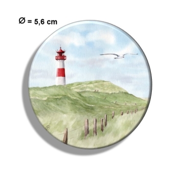 Kühlschrankmagnet m. Flaschenöffner  Aquarell Kunst Maritim Druck Kunstdruck Leuchtturm List Sylt Nordsee Meer Strand Dünen