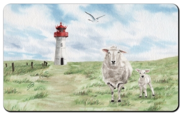 Frühstücksbrettchen Brettchen Leuchtturm mit Schafe Sylt24