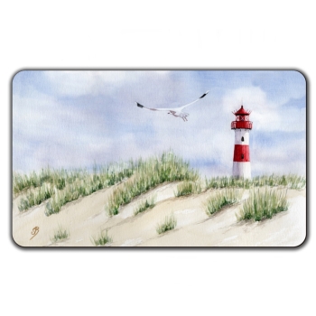 Frühstücksbrettchen Aquarell Kunst Maritim Druck Kunstdruck Leuchtturm List Sylt Nordsee Meer Strand Dünen