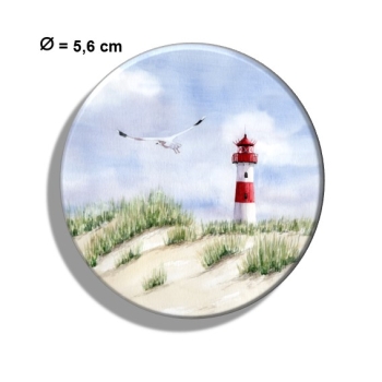 Kühlschrankmagnet m. Flaschenöffner  Aquarell Kunst Maritim Druck Kunstdruck Leuchtturm List Sylt Nordsee Meer Strand Dünen