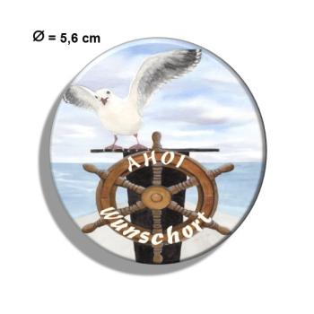 Kühlschrankmagnet m. Flaschenöffner Aquarell Maritim Kunst Druck Kunstdruck Dänemark Nordsee Ostsee Meer Möwe Strand Wunschname