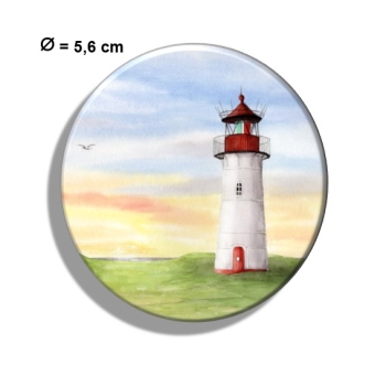 Kühlschrankmagnet m. Flaschenöffner  Aquarell Kunst Maritim Druck Kunstdruck Leuchtturm Sylt Nordsee Meer Strand Dünen