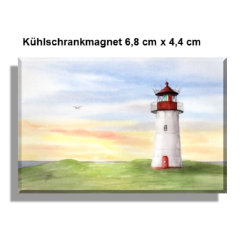 Kühlschrankmagnet  Aquarell Kunst Maritim Druck Kunstdruck Leuchtturm Sylt Nordsee Meer Strand Dünen