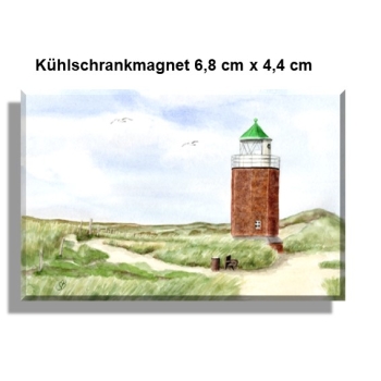 Kühlschrankmagnet  Aquarell Kunst Maritim Druck Kunstdruck Leuchtturm Rotes Kliff Kampen Sylt Nordsee Meer Strand Dünen