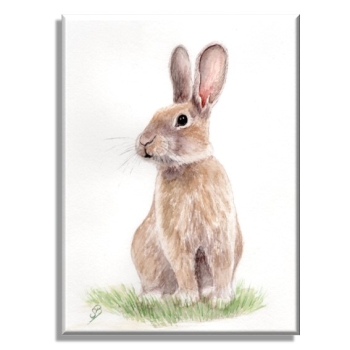 Leinwand 30 x 20 cm Keilrahmen Canvas-Leinen  Aquarell Kunst Druck Kunstdruck Hase Kaninchen Ostern Frühling Osterhase