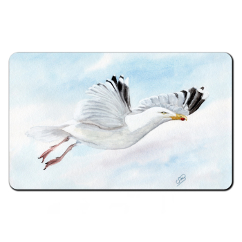 Frühstücksbrettchen Brettchen  Aquarell Maritim Kunst Druck Kunstdruck Dänemark Nordsee Ostsee Möwe im Flug