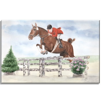 Leinwand 30 x 20 cm Keilrahmen Canvas-Leinen  Aquarell Kunst Druck Kunstdruck Springreiter - Tunierpferd