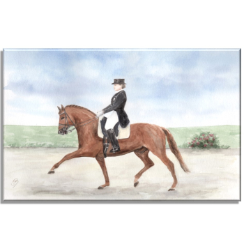 Leinwand 30 x 20 cm Keilrahmen Canvas-Leinen  Aquarell Kunst Druck Kunstdruck Pferd - Dressurreiten