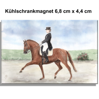Kühlschrankmagnet Aquarell Kunst Druck Kunstdruck - Pferd - Dressurreiten