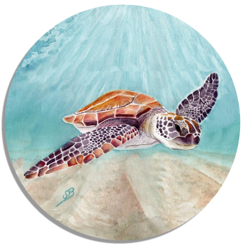 Coasters glass coasters 9,5 x  9,5 cm Watercolor Art Print Ocean Sea Turtle