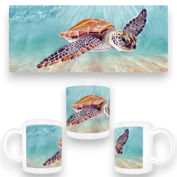 Cup Coffee Cup Mug Watercolor Art Print Ocean Sea Turtle